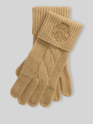 Rękawiczki z wełny z wytłoczonym logo Lauren Ralph Lauren Camel