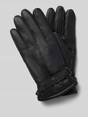 Rękawiczki ze skóry bydlęcej nappa z zapięciem na patkę Barbour czarny