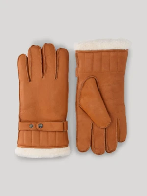 Rękawiczki ze skóry jagnięcej w kolorze koniakowym Joop