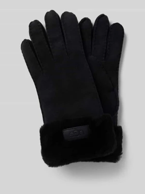 Rękawiczki ze skóry jagnięcej z detalem z logo Ugg