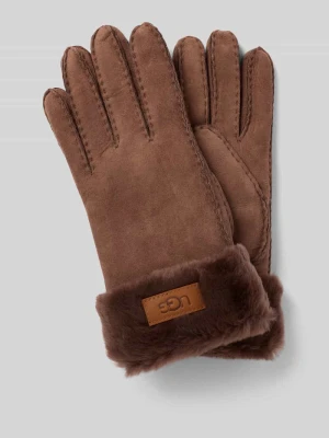 Rękawiczki ze skóry jagnięcej z detalem z logo Ugg