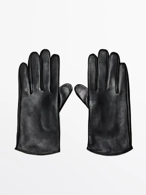 Rękawiczki Ze Skóry Nappa - Czarny - - Massimo Dutti - Kobieta