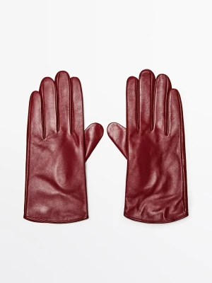 Rękawiczki Ze Skóry Nappa - Czerwony - - Massimo Dutti - Kobieta