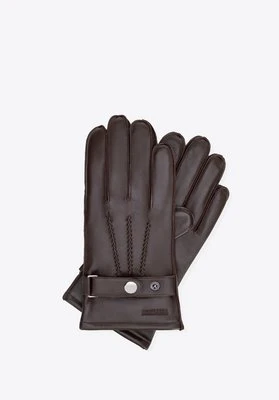 Rękawiczki ze skóry naturalnej z dekoracyjnymi przeszyciami brązowe Wittchen