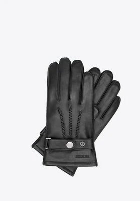 Rękawiczki ze skóry naturalnej z dekoracyjnymi przeszyciami czarne Wittchen