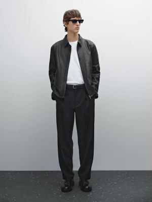 Spodnie Relaxed Fit Z Chłodną Wełną - Czarny - - Massimo Dutti - Mężczyzna