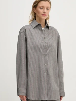 Remain koszula Herringbone Overshirt damska kolor szary relaxed z kołnierzykiem klasycznym 5018743038