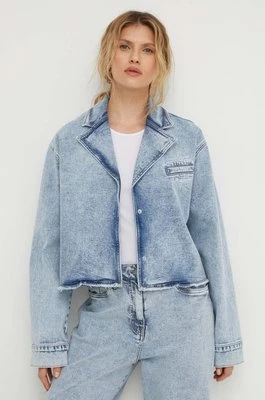 Remain kurtka jeansowa damska kolor niebieski przejściowa oversize