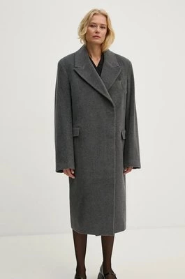 Remain płaszcz wełniany Heavy Wool Long Coat kolor szary przejściowy dwurzędowy 501889514