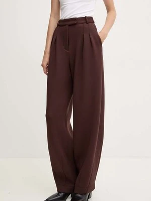 Remain spodnie Soft Cocoon Pants damskie kolor brązowy szerokie high waist 501927578