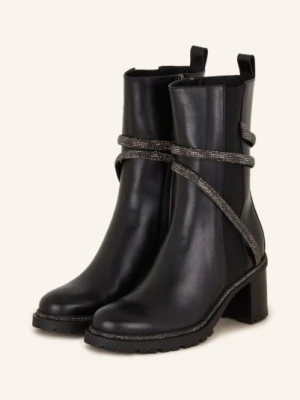 Rene Caovilla Botki Z Ozdobnymi Kamykami schwarz