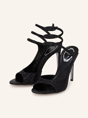 Rene Caovilla Czółenka Z Odkrytą Piętą Z Ozdobnymi Kamykami schwarz
