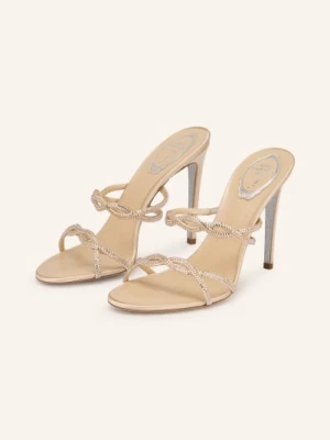 Rene Caovilla Klapki Z Kamieniami Ozdobnymi beige