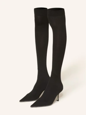 Rene Caovilla Kozaki Za Kolano Z Ozdobnymi Kamykami schwarz