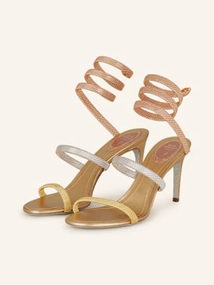 Rene Caovilla Sandały Na Obcasie gold