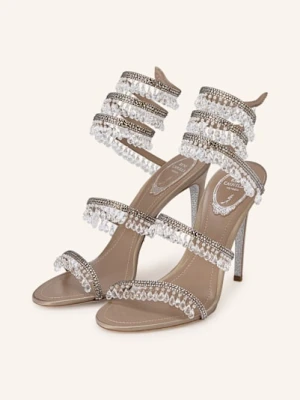 Rene Caovilla Sandały Na Obcasie Z Ozdobnymi Kamykami grau