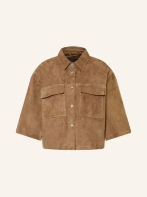 Repeat Skórzana Kurtka Z Rękawami 3/4 braun