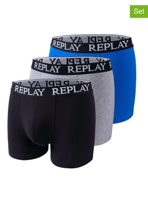Replay Bokserki (3 pary) w kolorze czarnym, szarym i niebieskim rozmiar: XL