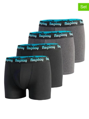Replay Bokserki (4 pary) w kolorze szarym i czarnym rozmiar: L