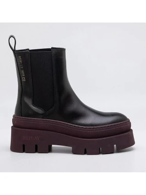 Replay Skórzane botki w kolorze czarno-czerownym rozmiar: 38