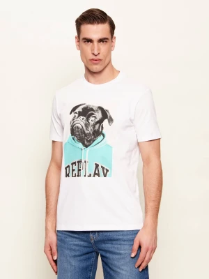Replay T-shirt Open End Dry Hand | Regular Fit biały