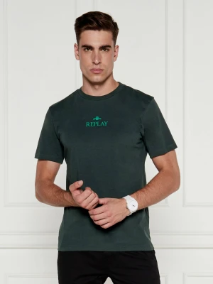 Replay T-shirt | Regular Fit butelkowa zieleń