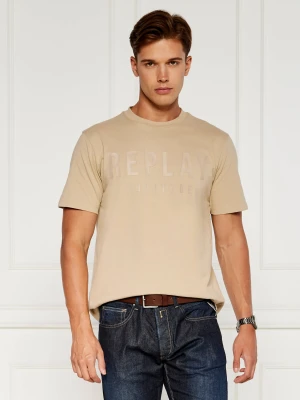 Replay T-shirt | Regular Fit beżowy