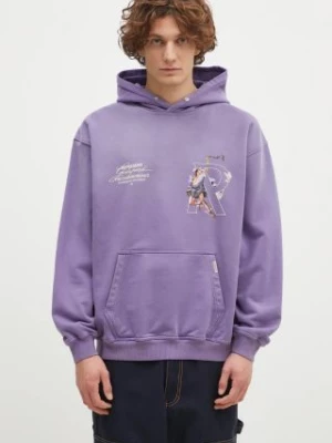 Represent bluza bawełniana Hermes Hoodie męska kolor fioletowy z kapturem z nadrukiem MLM4230.057