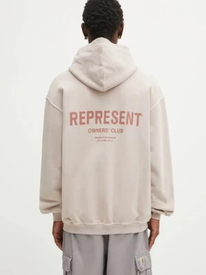 Represent bluza bawełniana Owners Club męska kolor różowy z kapturem z nadrukiem OCM41113