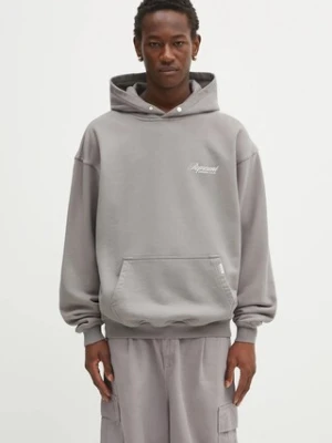 Represent bluza bawełniana Owners Club Script męska kolor szary z kapturem z nadrukiem OCM41200