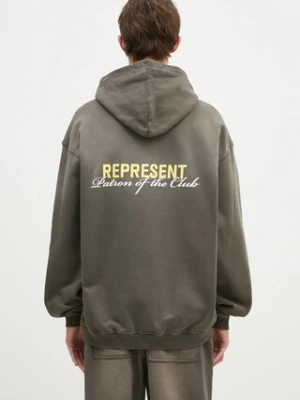 Represent bluza bawełniana Patron Of The Club Hoodie męska kolor zielony z kapturem z nadrukiem MLM4270.16