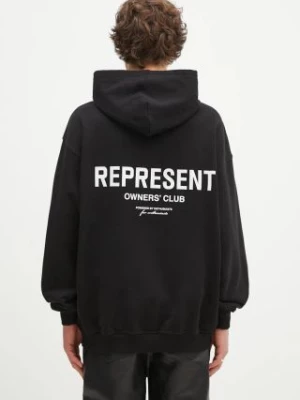 Represent bluza bawełniana Represent Owners Club Hoodie męska kolor czarny z kapturem z nadrukiem OCM41113.001