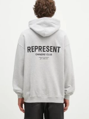 Represent bluza bawełniana Represent Owners Club Hoodie męska kolor szary z kapturem z nadrukiem OCM41113.158