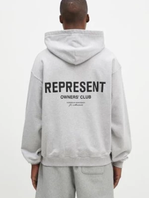 Represent bluza bawełniana Represent Owners Club Zip Hoodie męska kolor szary z kapturem z nadrukiem OCM41122.158