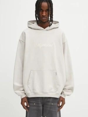 Represent bluza bawełniana Script Logo męska kolor beżowy z kapturem z aplikacją MLM100028