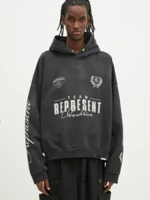 Represent bluza bawełniana World Championship Hoodie męska kolor szary z kapturem z nadrukiem MLM41144.04