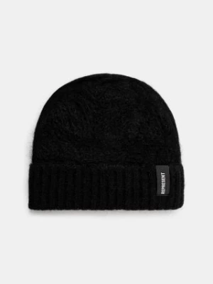 Represent czapka wełniana Cable Knit Beanie kolor czarny z grubej dzianiny wełniana MLM8311.001