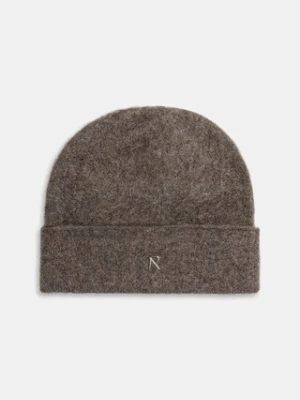 Represent czapka z dodatkiem wełny Textured Knit Beanie kolor brązowy MLM100391