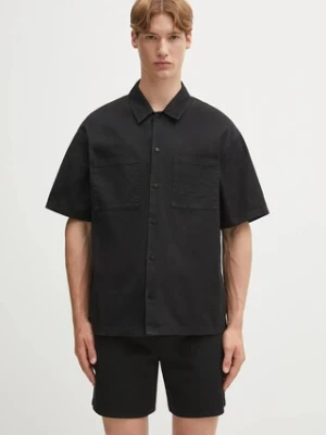 Represent koszula bawełniana Short Sleeve Cotton Overshirt męska kolor czarny relaxed z kołnierzykiem klasycznym MLM21482.02