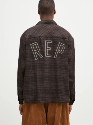 Represent koszula Rep Flannel Shirt męska kolor brązowy relaxed z kołnierzykiem klasycznym MLM2158.064