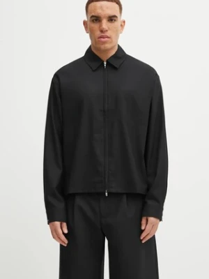 Represent koszula z dodatkiem wełny Zip Up Wool męska kolor czarny relaxed z kołnierzykiem klasycznym MLM100423