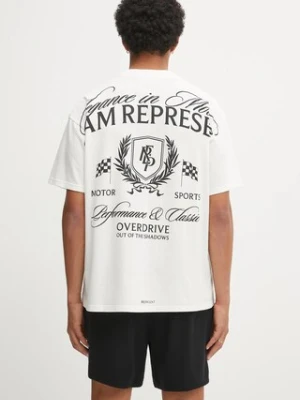 Represent t-shirt bawełniany Crest męski kolor beżowy wzorzysty MLM41069.72