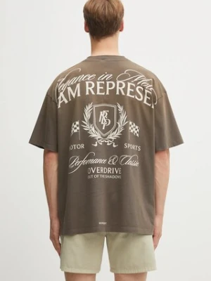 Represent t-shirt bawełniany Crest męski kolor brązowy wzorzysty MLM41069.54