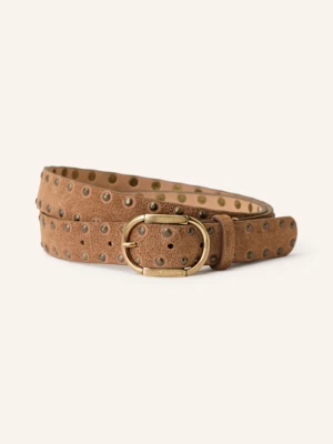 Reptile's House Pasek Skórzany Z Ćwiekami braun