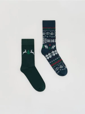 Reserved - 2 pack świątecznych skarpet - granatowy