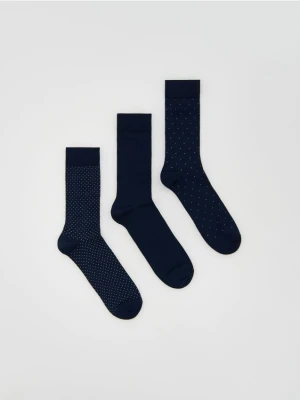 Reserved - 3 pack skarpet z bawełny merceryzowanej - granatowy