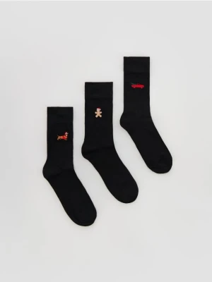 Reserved - 3 pack skarpet ze świątecznym motywem - czarny