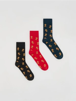 Reserved - 3 pack skarpet ze świątecznym motywem - czerwony