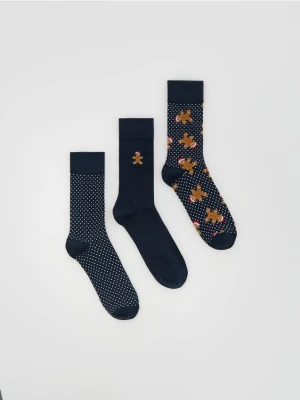 Reserved - 3 pack świątecznych skarpet - granatowy