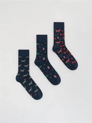 Reserved - 3 pack świątecznych skarpet - granatowy